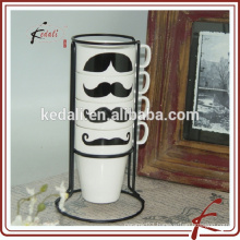 Hot Cheap Ceramic Porcelain Coffee Cup Mug with Metal Shelf
